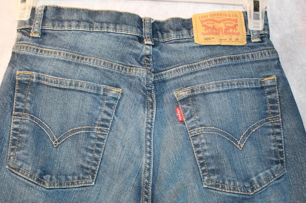 Levi's 505 Jeans Boys Youth 18 Slim Blue Denim Straight Leg Regular W27